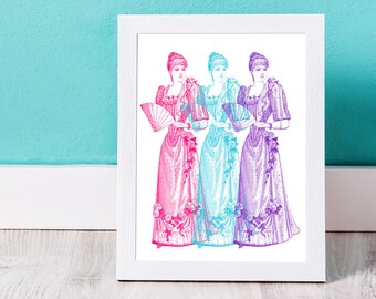 Three Victorian Ladies Abstract Art - Instant Download Digital Print
