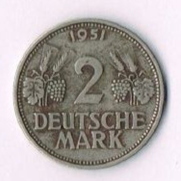 1951 2 Deutsche Mark antique coin