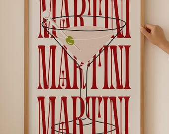 Dirty Martini Poster- Cocktail Alcohol Print, Martini Glasses Wall Art for Kitchen room decor, Espresso Martini Art, Dirty Martini Print