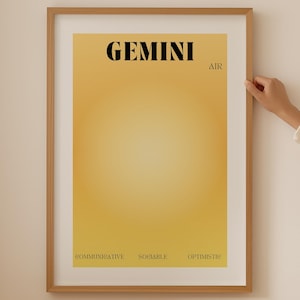 Poster zodiacale Aura Gemelli - Arte murale estetica alla moda, regalo di manifestazione astrologica, decorazione della stanza per adolescenti, stampa del segno zodiacale spirituale