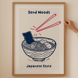 Japanisches Ramen Poster - Trendy Ramen Schüssel Pasta Druck für asiatisches Küchendekor, Japandi Noodle Lover Wandkunst für ästhetisches Stäbchendekor