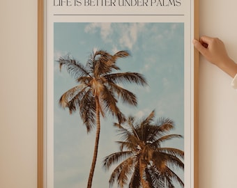 Póster de Palm Beach: Póster vintage de surf para decoración costera, arte mural oceánico y decoración playera para habitaciones. Póster de olas, un regalo moderno para chicas adolescentes.