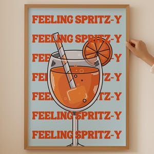Arte mural de cóctel Aperol Spritz: impresiones de alcohol Aperol Spritz para la decoración de la cocina, póster de Aperol Spritz Dopamine, arte naranja de moda