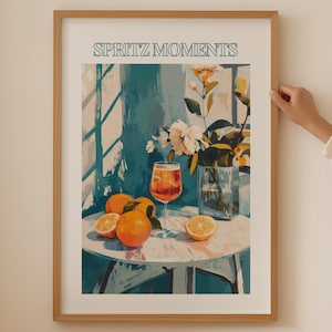 Aperol Spritz Poster Cocktailrezept, Aperol Spritz Poster, Alkoholdrucke, Cocktail Wandkunst, Signatur, Cocktailkarte, Ölgemälde