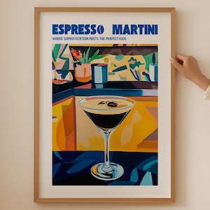 Trendy Espresso Martini Art- Cocktail Alkohol Print, Dirty Martini Glasses Poster für Küche Raumdekor, Martini Print, Kaffee Art