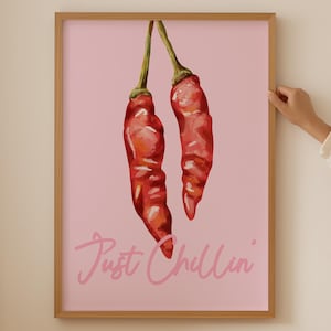 Just chillin Poster - Girly pink Wandkunst für ästhetisches kokettes Raumdekor, Funky trendiger Druck für Dopaminraumdekor für Jugendliche oder Galerie