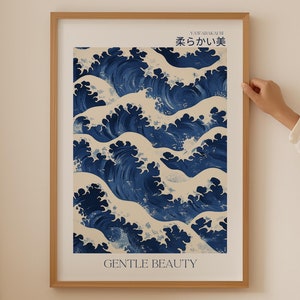 Japandi Waves Poster - Abstrakter Kunstdruck, Wabi Sabi Wandkunst, große japanische Wandkunst für ästhetisches natürliches beiges Boxen-Dekor