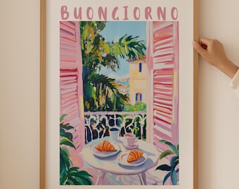 Italian Coffee Club Lover Print– Trendy Espresso Wall Art for Kitchen room decor, Funky Coffee Poster, Aesthetic Dopamine Art as coffee gift