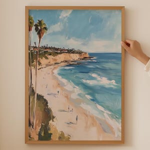 La Jolla Surf Poster- Trendy San Diego Print, Vintage Coastal Wall Art for Beachy bathroom decor, Ocean Beach Art for Aesthetic Room Decor