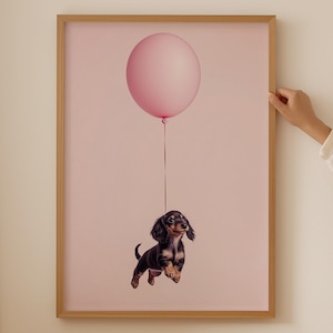 Trendy Dackel Poster - Pink Hundeliebhaber Wandkunst für Funky Badezimmer Dekor, ästhetisches Kinderzimmer Daschund Print für Weiner Hund Themen Geschenke