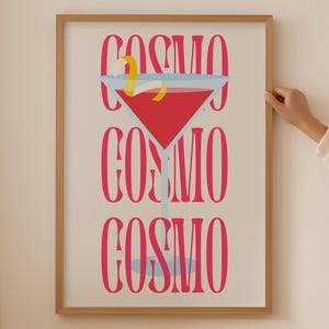 Pink Cosmopolitan Cocktail Poster, Alkoholdrucke für Küchenkunstdekor, Cocktailwandkunst, ästhetisches Raumdekor für oben Couchkunst