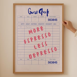 Guest Check Espresso Lover Print - Trendige Barista Wandkunst für Küche Raum Dekor, Funky Coffee Poster, Ästhetisches Dopamin Kunst als Kaffeegeschenk