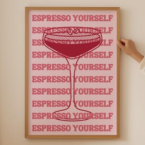 Pink Espresso Martini Wall Art - Cocktail Kaffee Poster, Martini Gläser Druck für Küche Dekor, Alkohol Druck für Dopamin Dekor