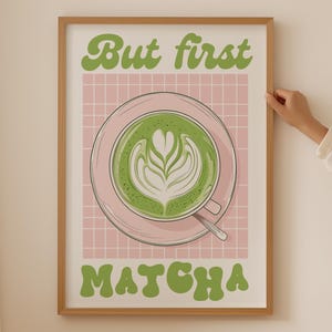 Dopamine Matcha Lover Print - Trendy Matcha Wandkunst für Küche Raumdekor, Funky Coffee Poster als Kaffeegeschenk, Ästhetisches Barista Bar Schild