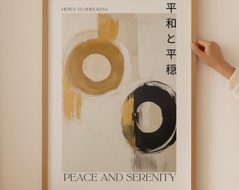 Japandi Freds- och roposter, neutral beige abstrakt Japandi-väggkonst, japansk konst för estetisk rumsinredning, abstrakt Wabi Sabi-konsttryck