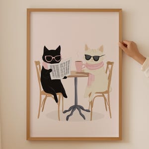 Kaffee Katze Poster - ästhetische Espresso Katze Dopamin Poster, Kunstdruck für Küche, moderne Kunst als Kaffeegeschenk