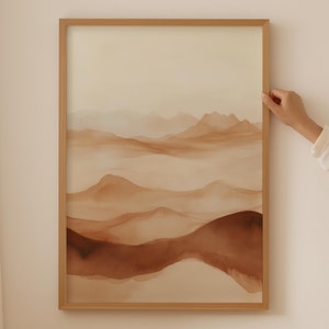 Japandi Mountain Poster- Abstract Painting, Wabi Sabi Art, Abstract Art Print, Extra Large Wall Art, Beige Japandi Art, Wabi Sabi Wall Art