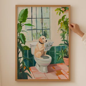 Poster amante del Labrador - Arte murale alla moda per il bagno, stampa di cani colorati, decorazione estetica funky per il bagno, regalo divertente per il bagno Labrador Retriever