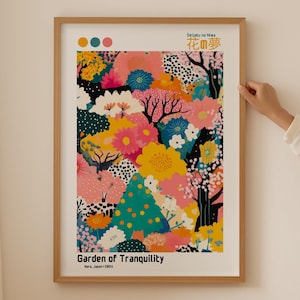 Poster del giardino giapponese – Stampa artistica alla moda Japandi, Wabi Sabi Wall Art per l'arredamento estetico della stanza, sopra il divano per l'arredamento della stanza Coquette