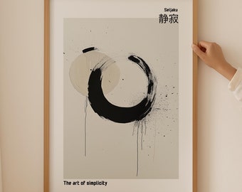 Japandi Simplicity Poster, Neutral Beige Abstrakt Japandi Väggkonst, Japansk konst för estetisk rumsinredning, Abstrakt Wabi Sabi Konsttryck
