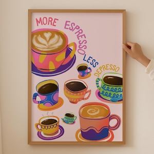 Bunter Espresso Druck - Trendy Kaffee Liebhaber Wand Kunst für Küche Raum Dekor, Funky Coffee Poster, Ästhetisches Dopamin Kunst als Kaffeegeschenk