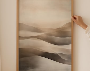 ジャパンディポスター - 抽象画、侘び寂びアート、抽象画プリント、特大ウォールアート、ベージュジャパンディ、侘び寂びウォールアート、ジャパンディアート