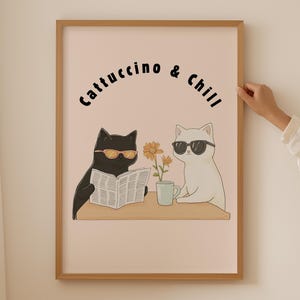 Cappuccino Katze Dopamin Poster, Kaffee Katze Poster, Kaffee Katze Poster, ästhetische Cappuccino Katze als Kaffee Geschenk