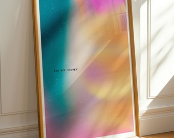 Colorful Aura Quote Wall Art-Trendy motivational mainfest Print for dopamine decor, Girly feminist Poster for Aesthetic coquette room decor