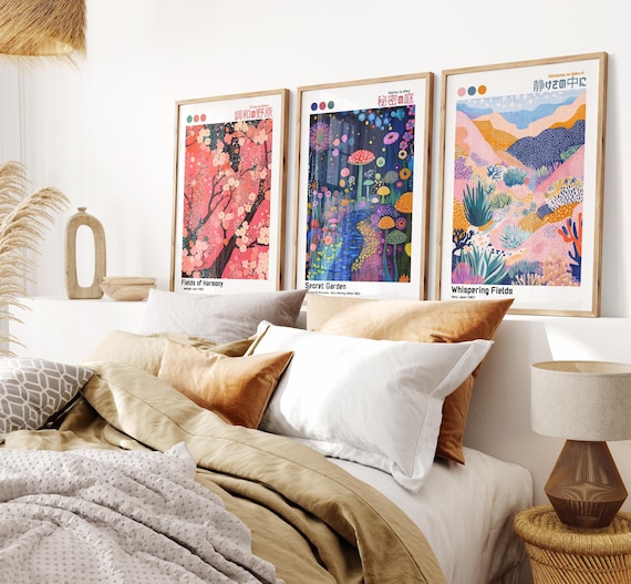 【Japanese Washi Art】高級和紙　和モダン　アートパネル　3枚組 Three Piece Japandi Wall Artset– Trendy Wabi Sabi Poster Set for