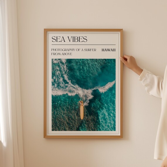 Retro Surf Poster- Vintage Waves Wall Art for Aesthetic Room decor, Coastal Prints, Above Couch Art, beach print, Beach Print for Boho Decor