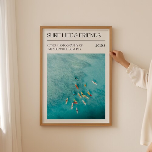 Retro Surf Poster - Vintage Waves Wandkunst für ästhetische Raumdekoration, Küstendruck für unter der Couch Wandkunst, Beachy Boho Dekor, Küstenkunst