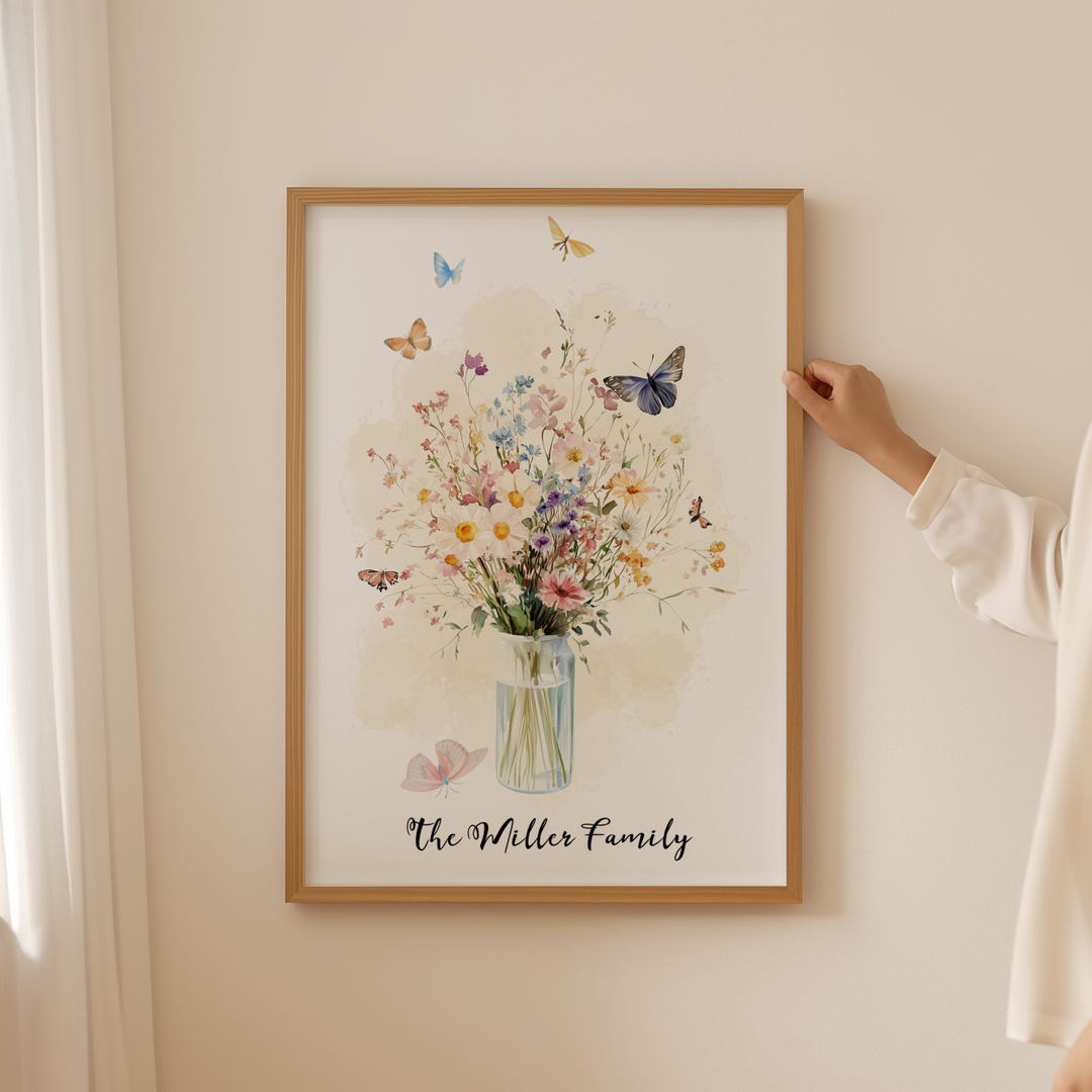 Personalized Wildflower Bouquet Poster- Floral Birth Print as Mothers ...