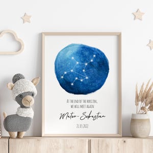 Personalisierte Jungfrau Sternkarte Poster - Fehlgeburt Geschenk, Baby Verlust Gedenkdruck, Geburtsdaten Verlust, Sternzeichen Kunst, Trauer Geschenk
