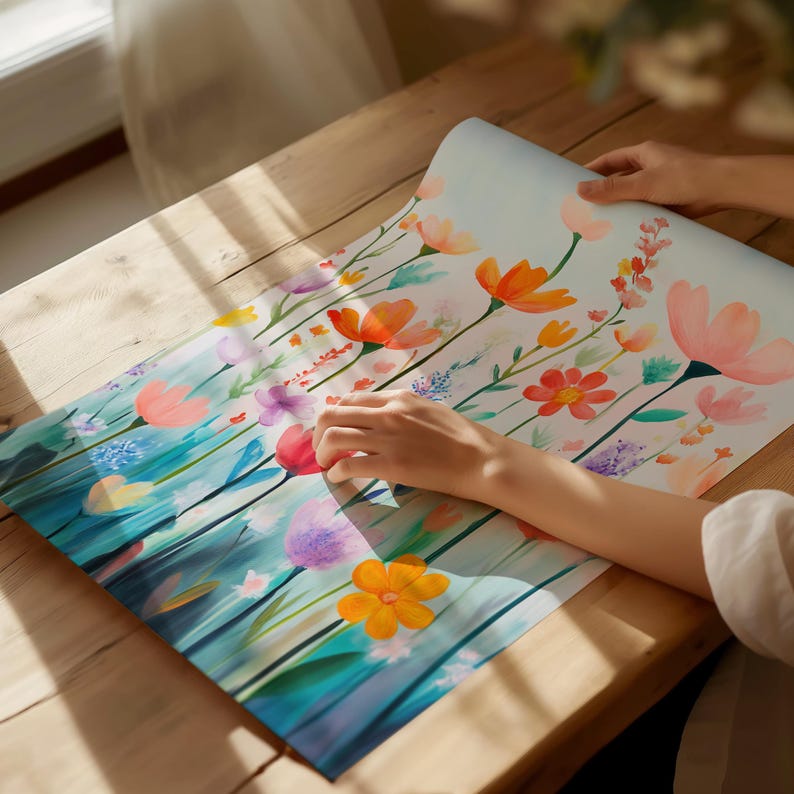 a person is painting flowers on a piece of paper