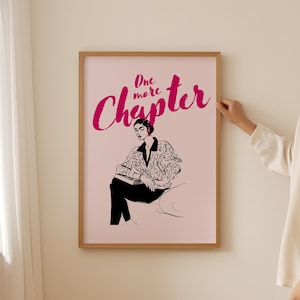 One more chapter Poster, Preppy book club Print as book lover gift, Aesthetic book nook for book shelf decor, Trendy summer bookish Wall Art