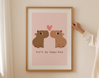 Capybara lover Print for Valentines Day, Anniversary or Girlfriend Gift, Love Wall Art for her for Valentines day, capybara love Poster