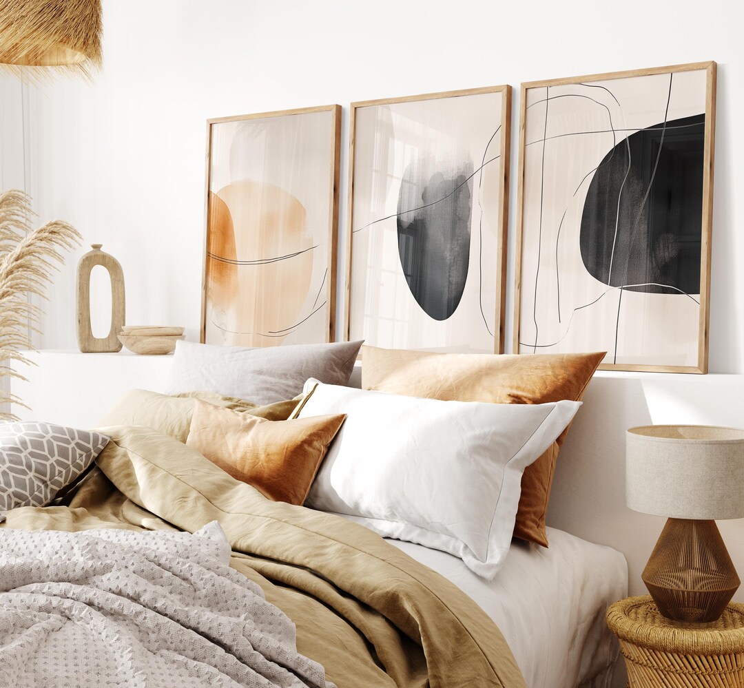 Three Piece Beige Boho Prints- Set of 3 Japandi Wall Art Set, Trendy ...
