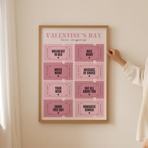 Póster de San Valentín: vale como regalo de San Valentín para decoración estética de habitaciones, arte de pared de aniversario de dopamina, impresión de novia a distancia