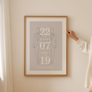 Póster de boda personalizado para pareja gay, regalo de San Valentín gay, arte mural para boda gay, regalo para novio, arte mural queer personalizado