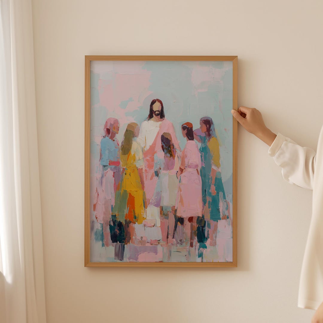 Abstract Colorful Jesus Poster- Trendy Christian Bible Verse Wall Art ...