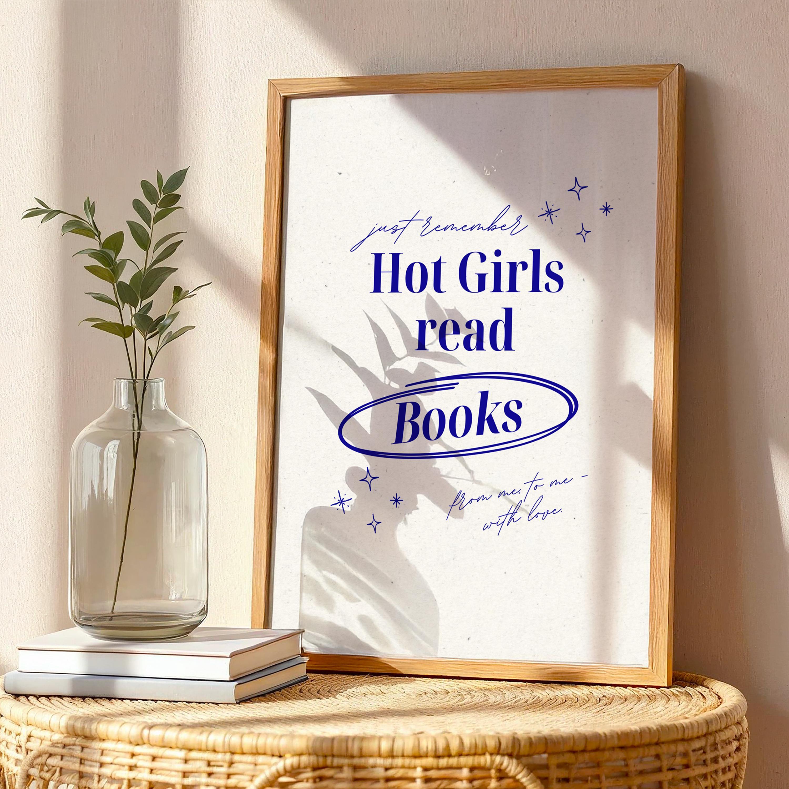Hot Girls Book Club Poster, Preppy Print for Book Lover Gift
