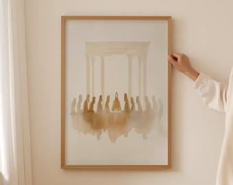 Das letzte Abendmahl Wandkunst - Abstrakte Jesus Malerei für ästhetisches Raumdekor und oben Couch Poster, moderner Druck, christliche Wanddekoration