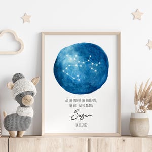 Personalisierte Schütze Stern Karte Poster - Baby Verlust Geschenk, Fehlgeburt Erinnerungskunst, Säugling Verlust, Geburten Stats Zeichen, Sternzeichen, Neugeborenen Namensschild