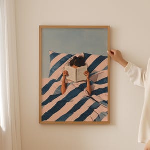 trendy Library book club Wall Art- Funky bookish Print as bookstagram gift, Preppy book nook decor, girly Aesthetic reading nook Poster