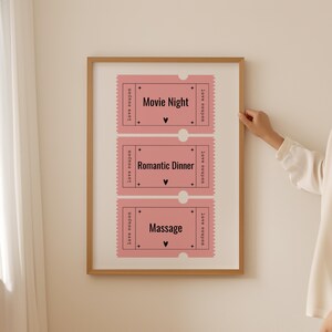 Póster de cupón personalizado: impresión de amor de San Valentín, regalo de larga distancia, decoración de habitación estética y coqueta, regalo de arte de pared para novia.