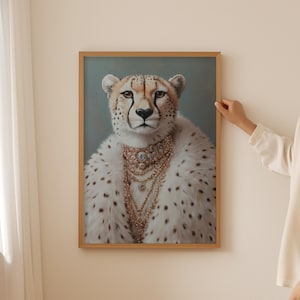 Poster Girly Wild Cat - Decorazione estetica della stanza con leopardo, stampa di lusso funky per l'arte sopra il divano, arte murale vintage per la stanza Coquette