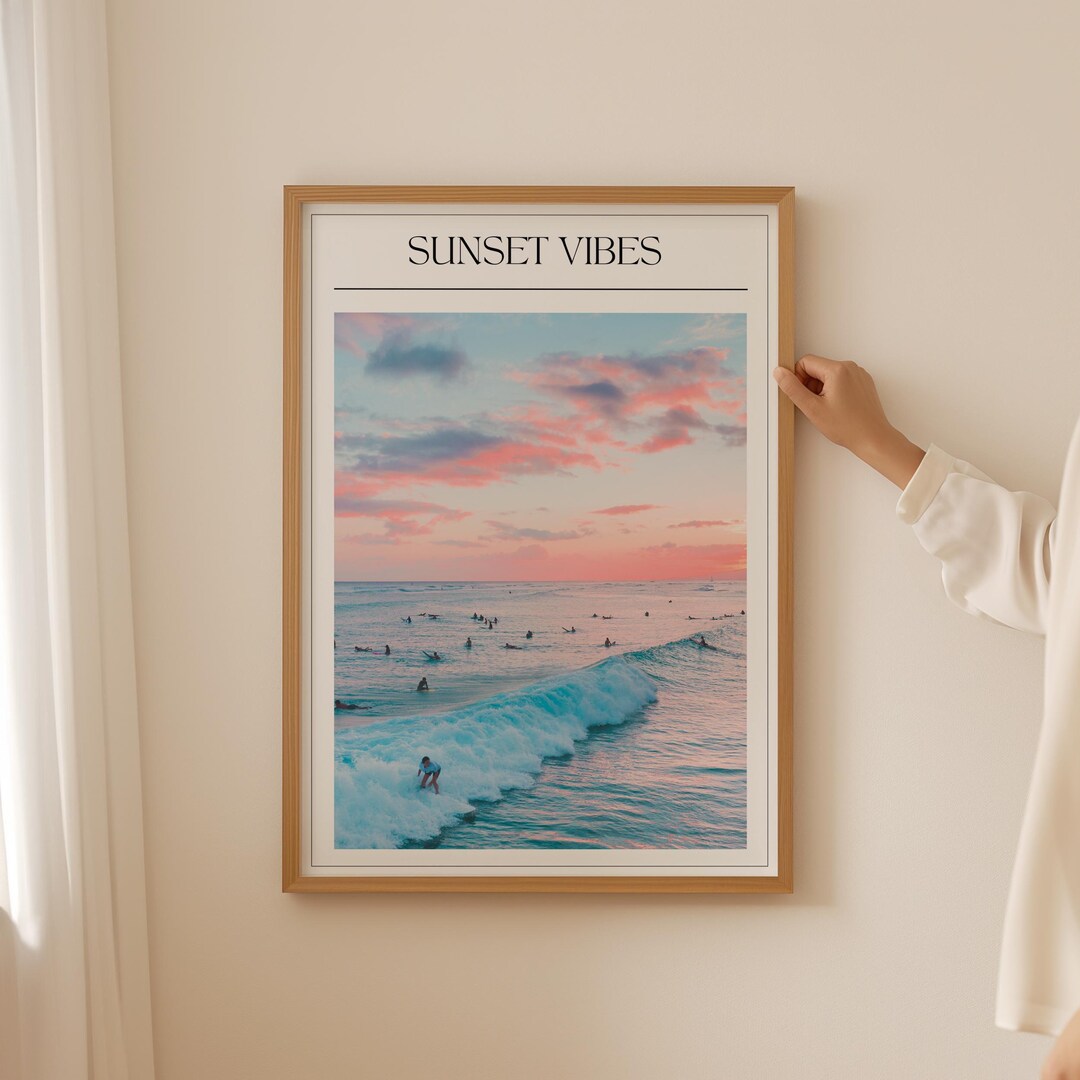 Surf Poster- Vintage Beach Print for Coastal Decor, Ocean Wall Art and ...