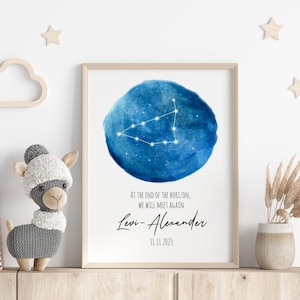 Affiche personnalisée de carte du zodiaque capricorne - cadeau de fausse couche, commémoration de la perte d'un bébé, signe de statistiques de naissance, hommage à la mortinaissance, perte d'un nourrisson