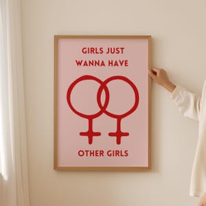 Lesbische Liebe Art Print - Feministische Kunst für ästhetische Raumdekoration, Funky Wandkunst, Zitat Poster, lesbische Pride, trendige Kunst für oben Couch Art
