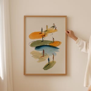Poster minimalista da golf - Arte murale astratta alla moda come regalo per hobby estetico o come decorazione per il soggiorno preppy, stampa da bagno vintage ad acquerello
